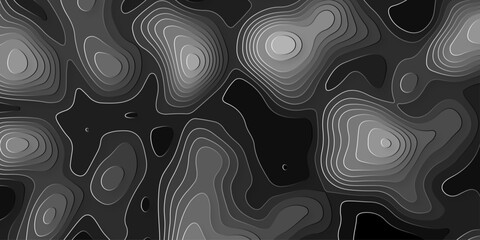 Abstract geography peak black and white wave paper curved reliefs. Seamless swirl wave contour maps. Vector illustration. topography line map. © Alibuss