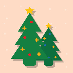 Christmas Trees with Decorations Festive Holiday Illustration