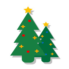 Christmas Trees with Decorations Festive Holiday Illustration