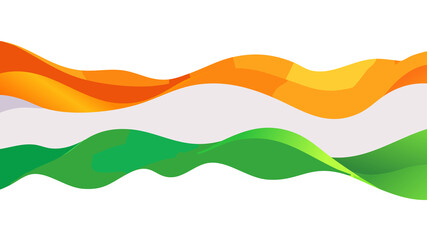 Republic day long flag waves elements Flowing abstract waves in Indian flag colors png transparent background.
