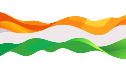 Republic day long flag waves elements Flowing abstract waves in Indian flag colors png transparent background.