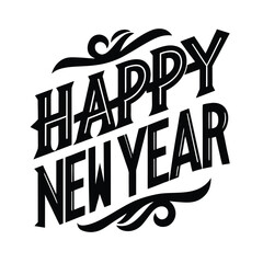 Happy New Year Typography Vector Style
