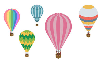 アイソメトリックイラスト：バルーンセット(熱気球) © stomy