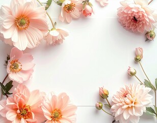 Obraz premium Elegant Soft Focus Dahlia Flower Border with Copy Space Illustration