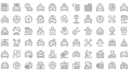 50 Car Service & Repair Line Icons Pack &ndash; Automotive, Maintenance, Mechanic Tools, Garage Outline Set