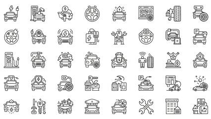 50 Car Service & Repair Line Icons Pack &ndash; Automotive, Maintenance, Mechanic Tools, Garage Outline Set