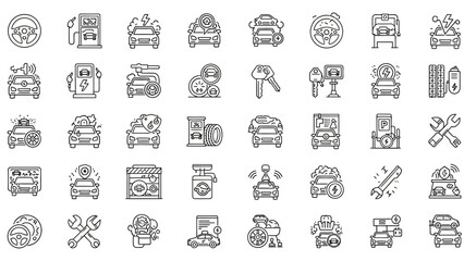 50 Car Service & Repair Line Icons Pack &ndash; Automotive, Maintenance, Mechanic Tools, Garage Outline Set
