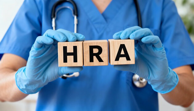 Health Reimbursement Arrangement Medical Concept. Doctor using virtual touch screen presses the abbreviation HRA