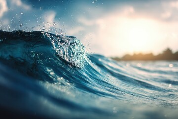 Clear ocean waves rolling in at dawn, bathed in soft golden light, surrounded by minimalistic natural elements, embodying a peaceful lifestyle and tranquility