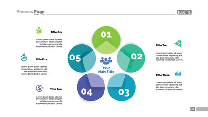 Five circle flowchart slide template