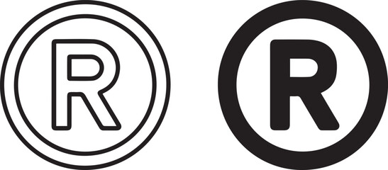 trademark registered r in double circle and bold r icon vector