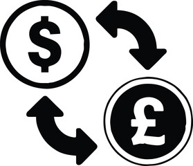 currency transfer dollar pound finance forex exchange icon set
