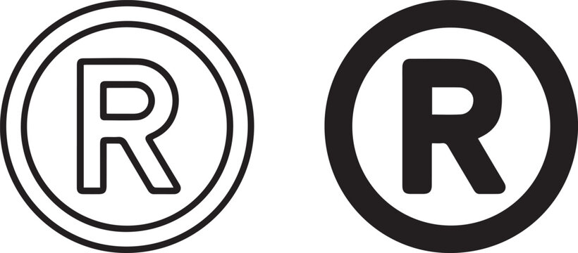 trademark registered r in double circle and bold r icon vector