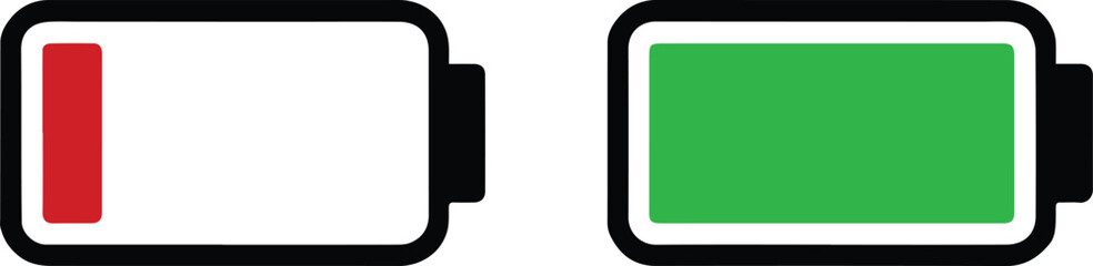 battery power indicator icons low and full for electronics © AIcon Star