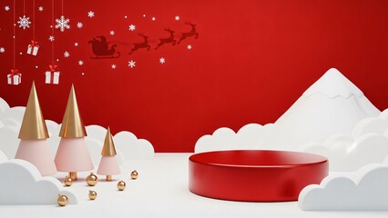 Whimsical winter scene with santa claus