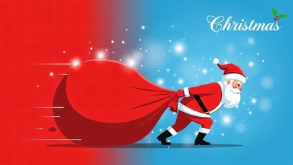 Santa claus carrying christmas gifts