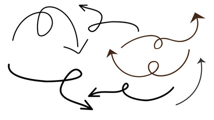 A pack of light hand-drawn curved arrows with smooth loops and organic movement. Ideal for note-taking graphics, presentations, diagrams, and creative layouts.