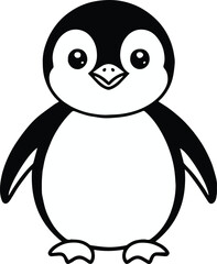 penguin line art illustration for logo icon and label design