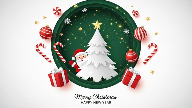 Celebrating christmas with santa and decorations - Powered by Adobe