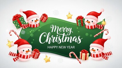 Merry christmas and happy new year snowmen