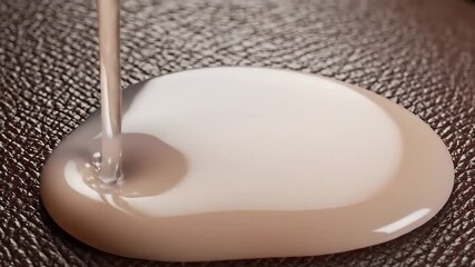 CloseUp of Liquid Being Poured onto Textured Surface A Study in Viscosity Texture and Light Reflection for Product Demonstrations and Abstract Visuals.