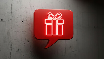 Red speech bubble with gift icon