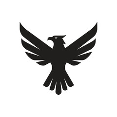 🦅 Stylized Black Eagle with Spread Wings Logo Icon