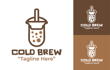 Bold cold brew coffee bean logo with icy accent
