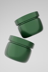 Realistic green cosmetic cream container.