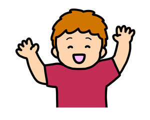 にっこり喜ぶ　茶髪の男の子