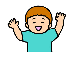 にっこり喜ぶ　茶髪の男の子