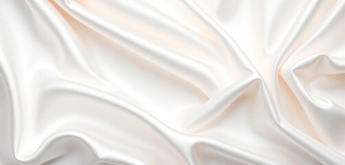 Fototapeta premium Luxurious, smooth white satin fabric with subtle sheen and folds, light, bridal