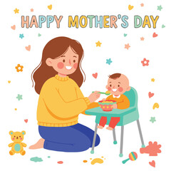 Mother’s Day Illustration – Mom and Child Love Vector