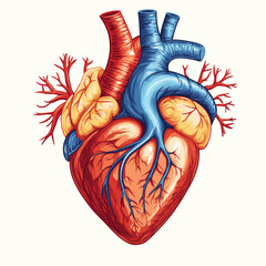 Human Heart Anatomy Detailed Illustration of Cardiovascular System , vector style simple color