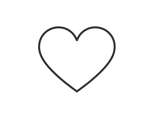 A simple, black-outlined heart graphic centered against a stark white backdrop
