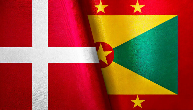 デンマークの国旗とグレナダの国旗(Denmark flag & Grenada flag.)
