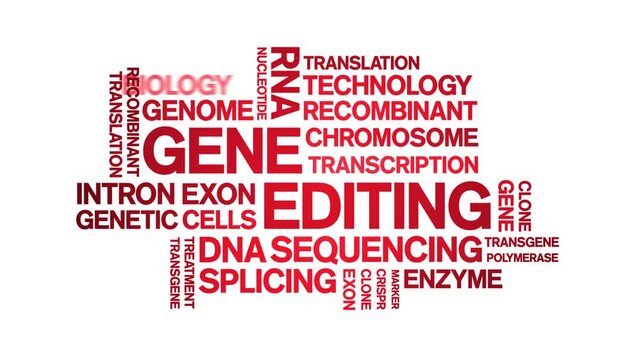 Gene Editing animated word cloud-text design animation tag kinetic typography seamless loop.