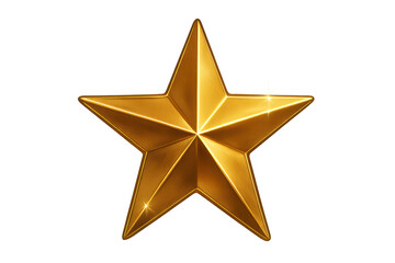 Obraz premium Golden five-pointed star representing achievement, quality, award, winner, success, and best rating on transparent background