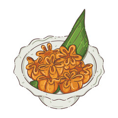 Traditional Thai Thong Yip (Pinched Gold Egg Yolk) Vector Illustration