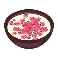 Traditional Thai Tub Tim Krob (Red Ruby Dessert) Vector Illustration