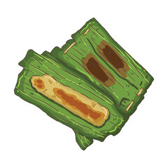 Traditional Thai Kanom Jak (Palm Sugar Dessert) Vector Illustration
