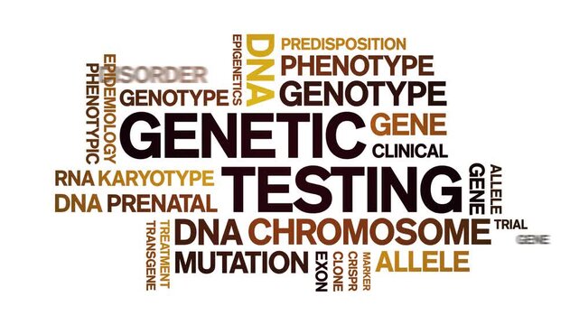 Genetic Testing animated word cloud-text design animation tag kinetic typography seamless loop.