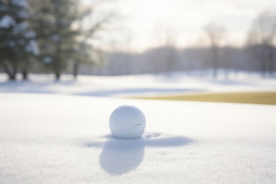 Golf ball on snow golf outdoors winter.