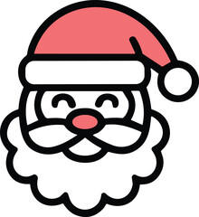 Cute Santa Claus Face Icon with Hat – Festive Christmas Holiday Cartoon Vector Illustration
