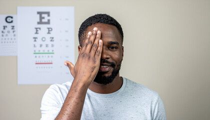 Eye examination of a young man by an ophthalmologist