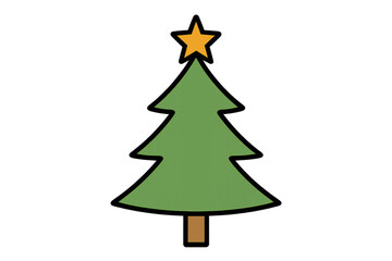 Fototapeta premium Christmas tree with star illustration for winter holiday celebration, festive season, xmas decoration, and gift concepts