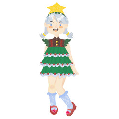 Little girl with christmas tree costume 