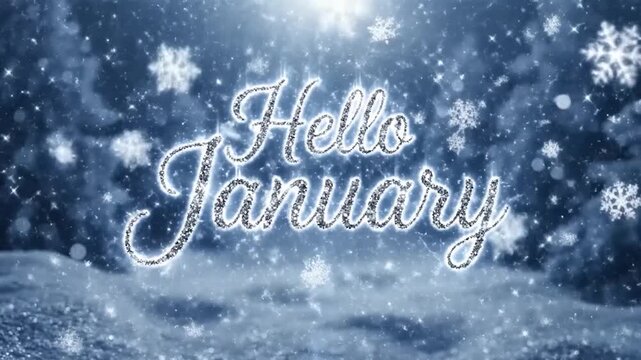 Hello January Winter Wonderland - Snowy Scenery and Festive Greetings.