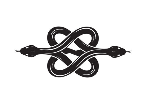 Symmetrical Intertwined Serpents Knot Symbol Black Vector Design