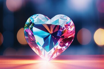 Fototapeta premium Heart-shaped diamond gemstone jewelry illuminated.